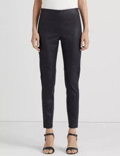 Lauren Ralph Lauren Stretch Leather Skinny Ankle Pants Navy Size 0 3036