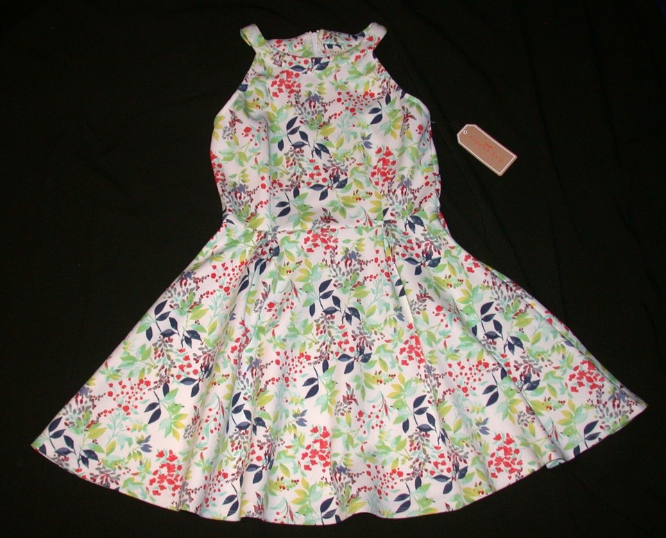 New COPPER KEY Sleeveless Ladies JRS Small Sundress White Floral Swing