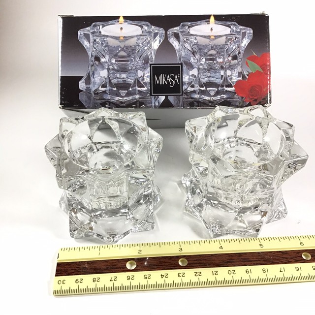 Set of 2 Mikasa Crystal Sparkling Star QQ227 / 339 Votive Candle