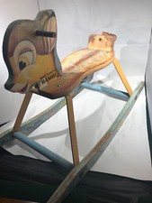 1940's Walt Disney Bambi Rocking Horse W/working Bell Great Condition For Age 