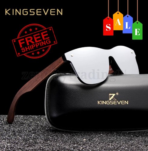 Kingseven fatto a mano Occhiali Da Sole Uomo Polarized Occhiali in LEGNO  NOCE specchio donna | eBay