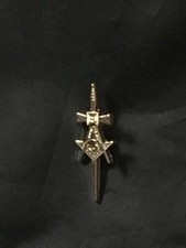 Sword Square Compass Masonic Lapel Tac Silver Freemason Fraternity NEW!