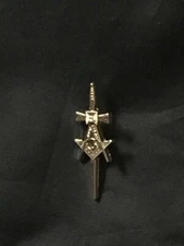 Sword Square Compass Masonic Lapel Tac Silver Freemason Fraternity NEW!