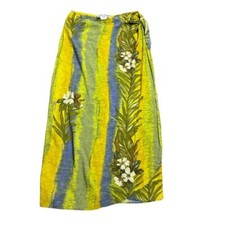 Jams World Size Large Yellow Green Lava Lei Wrap Skirt Made In Hawaii USA VTG