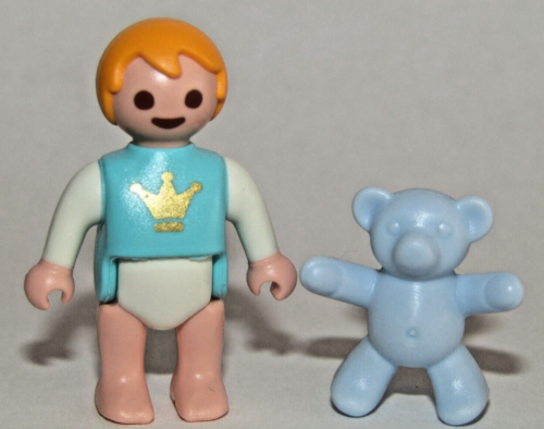 Playmobil Figure Castle Royal Prince Baby Boy w/ golden Crown Outfit, teddy bear - Afbeelding 1 van 6