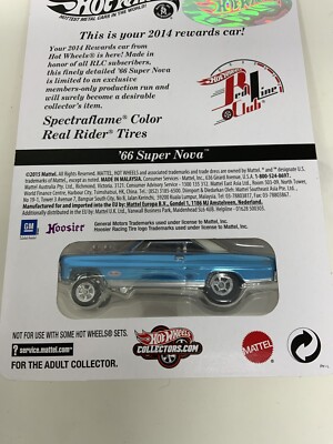 Hot Wheels 2014 RLC Rewards Car 66 Super Nova New In Blister Pack