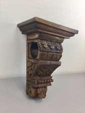 Antique Collectible Solid Wood Hand Carved Shelf Bracket Wall Sconce 