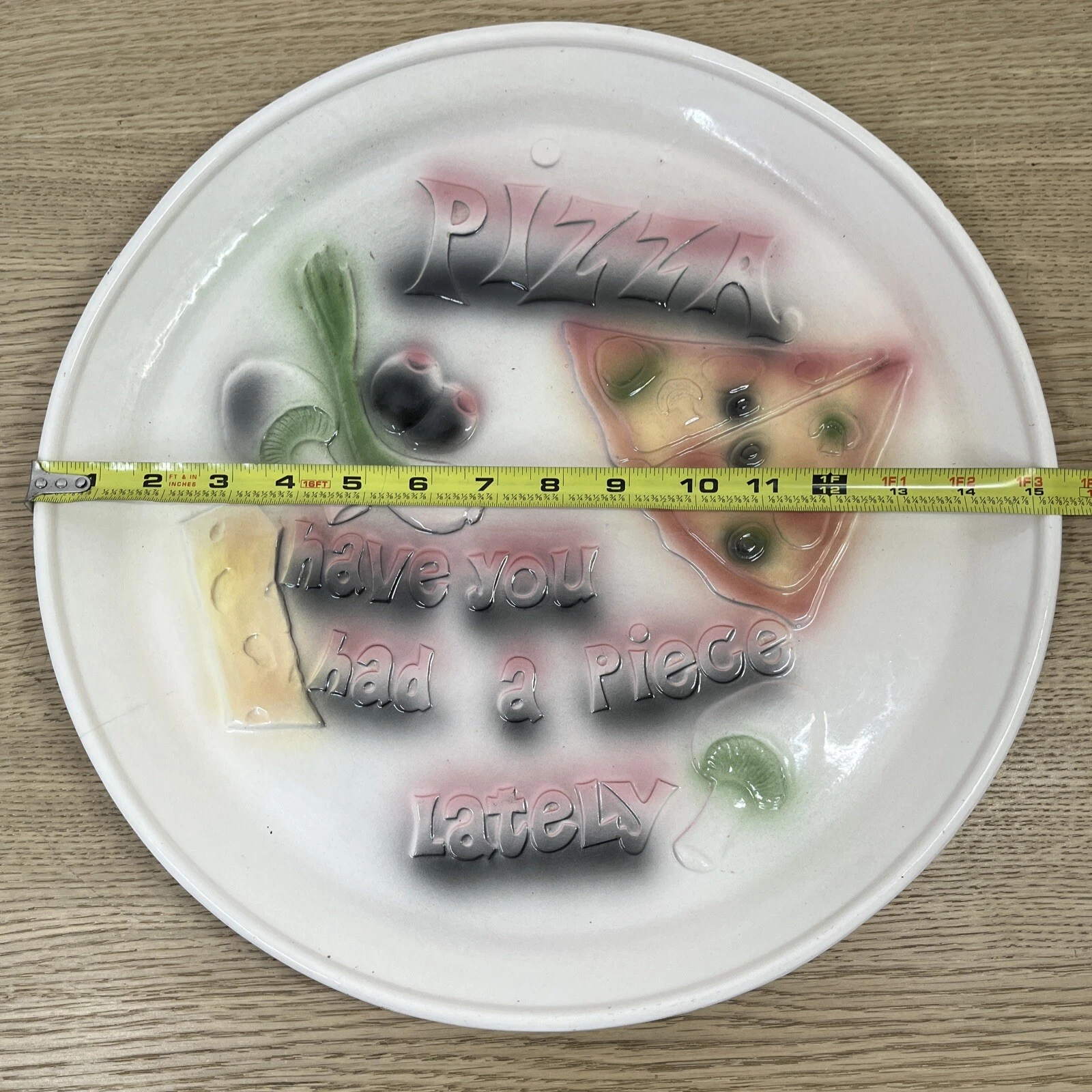 Vintage 1963 15” Pizza Pie Ceramic Plate Dish Tray