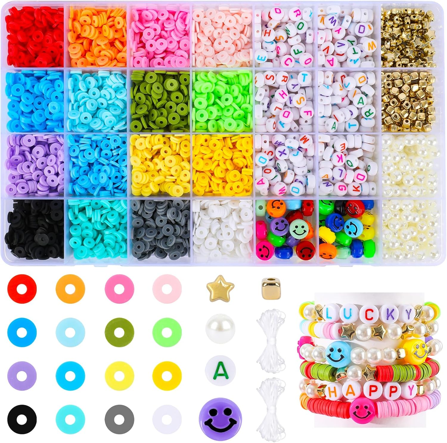 12-Color Clay & Alphabet Beads DIY Friendship Bracelet Making Kit-image