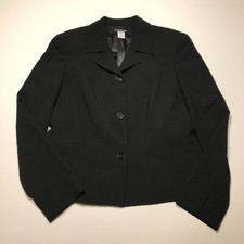 Jones New York Blazer Jacket Womens 8 Black Stretch Textured Wool Blend Career