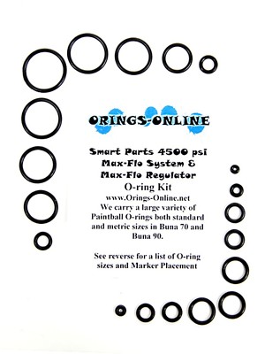 Smart Parts 4500 psi Max Flo System Paintball Regulator O-ring Kit x 4 rebuilds