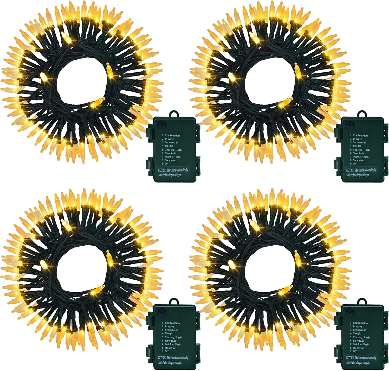 4PACK 16.5Ft 50 LED Battery-Operated Christmas Mini String Lights for Forest Decor