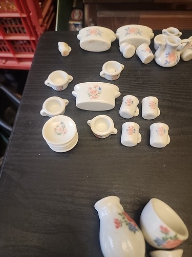 Juego de té de cerámica de porcelana vajilla miniatura para casa de muñecas juguete bien jugado - Imagen 5 de 8
