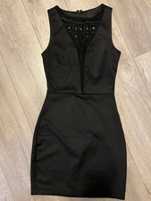 Foreign Exchange Deep V Sheer Black Bodycon Dress Size Small