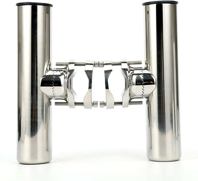 ebay clamp on fishing rod holders 2X Stainless Steel Boat Fishing Rod Holder 316 Clamp 1-1/4''-2'' Rail Mount