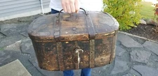 Large Swedish Bentwood Chest, Trunk, Forged Iron Straps, circa 1770-1790 W/ Key