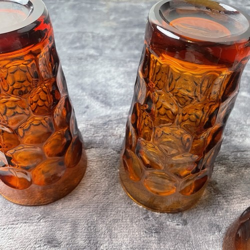VTG Imperial Provincial Heavy Dark Amber Thumbprint Tumblers - Set of (4) Rare - Picture 8 of 9