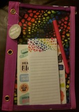 ECCOLO Pencil Zip Pouch Set Rainbow Animal Print W/Pen, Notepad, Stickers