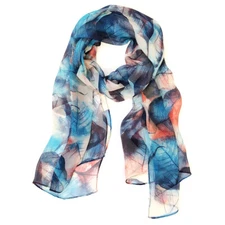 Wrapables® Lightweight Sheer Silky Feeling Chiffon Scarf, Blue Leaves