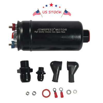 JDMSPEED 380LPH Inline External Fuel Pump 10AN Inlet & Check Vavle 8AN Outlet