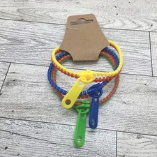 3 PC Fashion Bracelets Zipper Plastic 7.5" Assorted Colors New Free Ship 3209