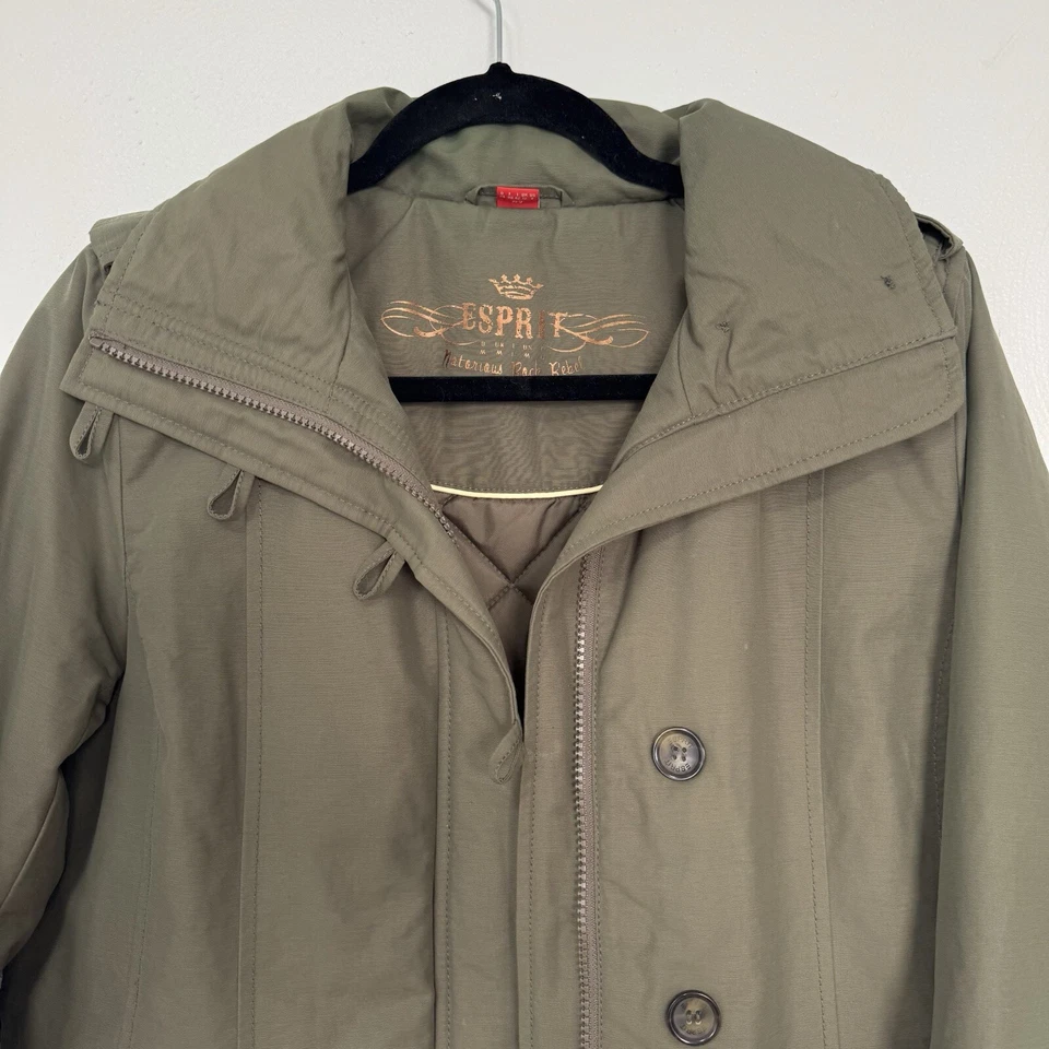 Chaqueta Esprit Mujer Mediana Verde Oliva Notorious Rock Rebel Cremallera Completa Utilidad Y2K Foto 2 de 4