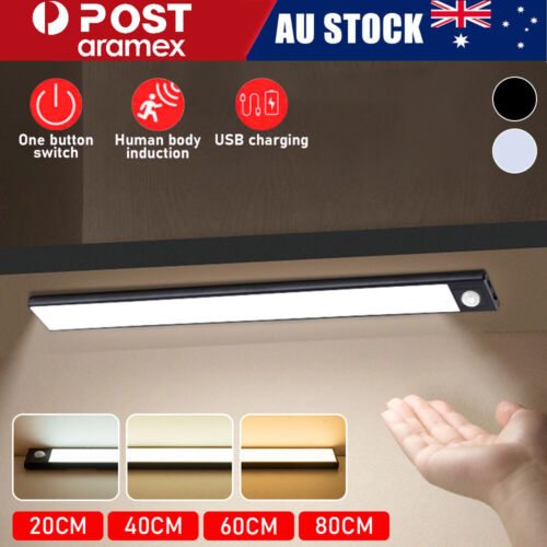 LED Motion Sensor Under Closet Light Rechargeable Magnetic Cabinet Dimmable Lamp - Picture 1 of 17