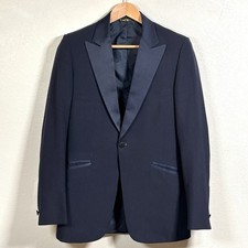 Vintage Lord West Tuxedo Jacket Men's Satin Peak Lapel Formal Blazer Navy 37R