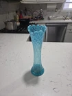 Fenton Blue Glass Opalescent Swung Vase 11 inches Tall