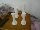 Lot of 4Vintage White Milk Glass Bud/FLOWER  Vase Mix
