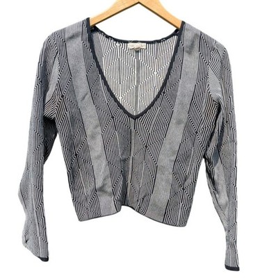 Silence + Noise long sleeve crop top v neck Preppy sweater opened wrist Women M