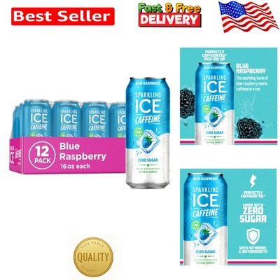 Refreshing Blue Raspberry Sparkling Water with Caffeine & Antioxidants - 12 Cans
