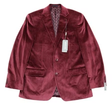 Michael Kors Kent Blazer 40 S Mens Burgundy Red Velvet Classic Fit Sport Coat