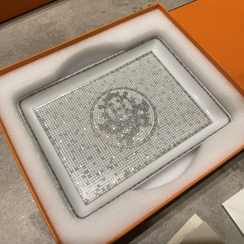 Assiette plateau mosaïque Hermès porcelaine avec sérigraphie remises - avec boite et extras