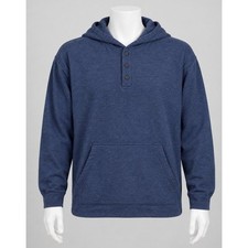 RedHead Mens XL Navy Waffle Knit 3 Button Henley Pullover Hoodie pre owned