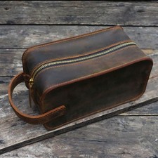 Toiletry Travel Bag Dopp Kit Genuine Leather ...