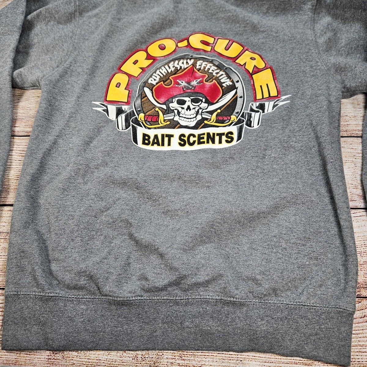Pro-Cure Bait Scents Fishing Outdoors Hoodie Gray Size Small Stained View 6