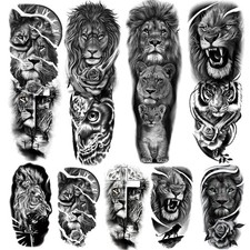 Lion Tattoo Stickers 9-Sheet Temporary Sleeve Tattoos