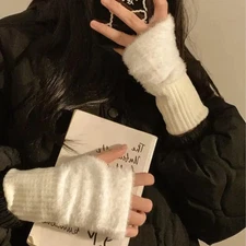2025 New Half Finger Gloves for Women's Soft Winter Warmth Luxury Solid Color Pl