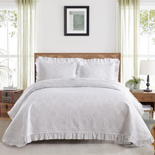 White King Size Quilt Bedding Sets, Lightweight Soft Bedspread King Set 3 Pieces