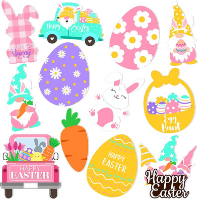 200 Pcs Happy Easter Paper Cutouts Bunny Eggs Carrot Basket Chicken Butterfly An