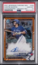 2021 BOWMAN CHROME MEGA BOX ORANGE REFRACTOR #AM AUSTIN MARTIN 19/25 PSA 10 AUTO