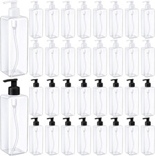 32 Pcs 16 Oz Empty Plastic Pump Bottles Lotion Bottles with Black White Pumps Cl