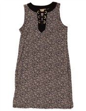 MICHAEL KORS Womens Sleeveless Shift Dress UK 10 Small Black Floral DE27