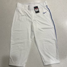 Nike Vapor Select High Baseball Pants White Blue Stripe Mens Size L BQ9021-108