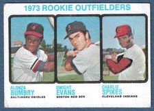 1973 TOPPS ROOKIE OUTFIELDERS DWIGH EVANS AL BUMBRY CHARLIE SPIKES #614 RC