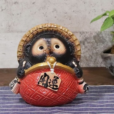 Shigaraki Ware Tanuki Statue 5-Go Coin Purse Tanuki (Red)