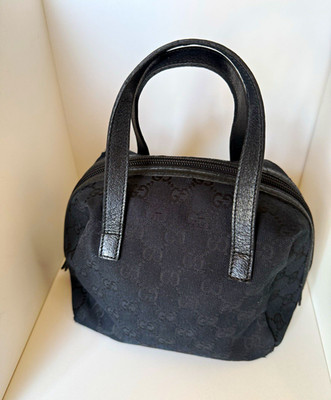 Gucci GG Canvas Handtasche   Schwarz   Klein   Doppelgriff   RV