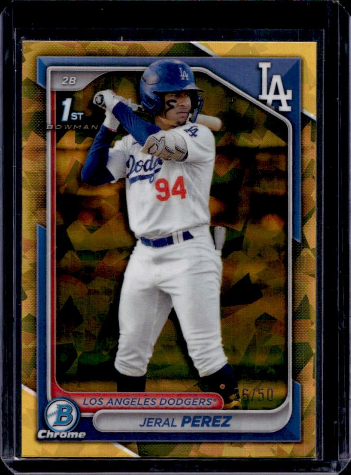 2024 Bowman Chrome Sapphire Jeral Perez Refractor 1st Prospect Gold #/50 Dodgers
