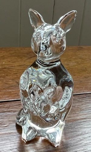 Steuben Kangaroo with Joey Hand Cooler Figurine Signed 2.75" tall